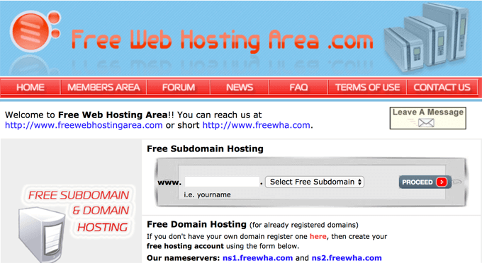 hosting miễn phí tốt nhất freewebhostingarea
