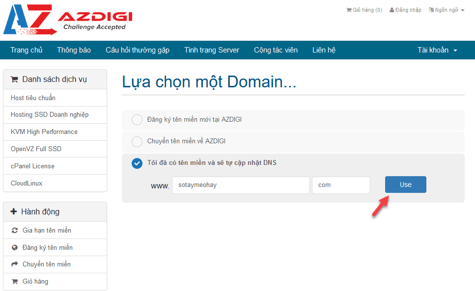 cách đăng ký hosting tại azdigi 2