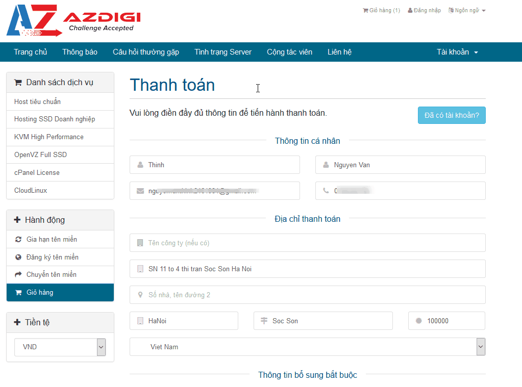 cách đăng ký hosting tại azdigi 5
