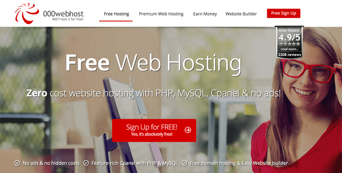 hosting miễn phí tốt nhất 000webhost