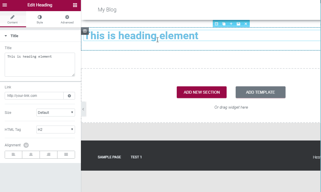 tạo landing page đơn giản sử dụng elementor 5